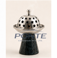 Brûleur d'encens en marbre naturel de luxe, écologique, aromathérapie, design moderne, motif étoile, couvercle en acier inoxydable, Bakhoor arabe