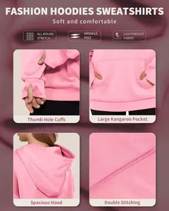 Sweat à capuche uni pour femme, décontracté, mode streetwear, avec manches longues à trous pour les pouces - Product Image 5