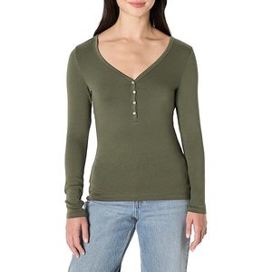 Camiseta Casual de Manga Larga con Cuello en V para Mujer, Diseño Clásico, Poliéster, Gran Venta de Invierno - Product Image 3