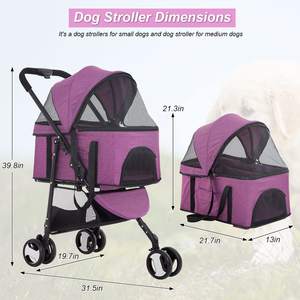 TH-PPS-476 Three Wheel Travel <b>Pet</b> <b>Stroller</b> with Spacious Cabin Lightweight Build and Ventilated Panels - Product Image 5