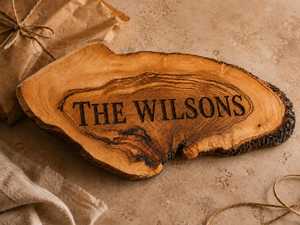 Custom Engraved <b>Wooden</b> <b>Sign</b> Irregular Natural Edge Wood Wall Plaque <b>for</b> <b>Home</b> Entrance Decor - Product Image 3
