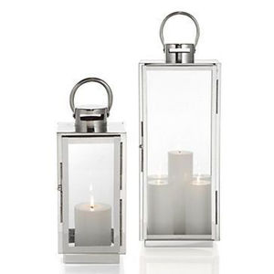 Faroles de metal y vidrio transparente de diseño elegante con acabado plateado para decoración del hogar y bodas, faroles colgantes decorativos. - Product Image 1