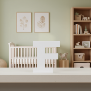 Lettera E in legno bianca da 6 pollici, decorazione da parete per la casa, la camera da letto e la cameretta dei bambini - Product Image 3