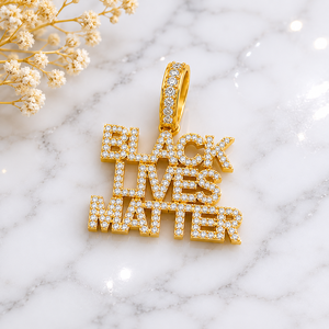 Collar personalizable de hip hop con letras en bloque de oro macizo de 10K, nombre en letra cursiva, colgante fino con diamantes de moissanita, regalo. - Product Image 3