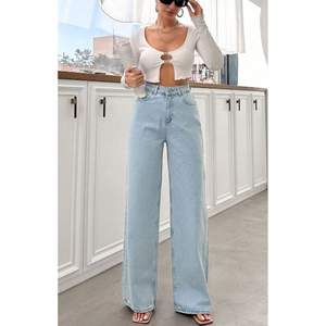 Jeans Casuales de Mezclilla Azul Hielo para Mujer, Corte Ancho, Cintura Alta, Relajados, Tela Suave y Elástica, Ecológicos, Duraderos, Tallas 26-40 - Product Image 6