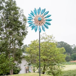 Solar Blue <b>Leaf</b> Stake Wind Spinner Garden Solar <b>Lights</b> with Wind Sensor & Durable Material - Product Image 3