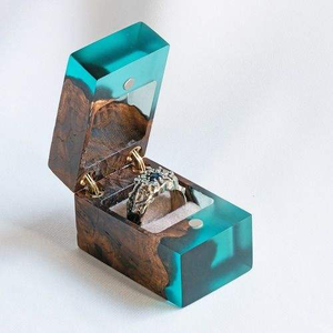 Nuevo Diseño Moderno de Anillo de Boda, Pendientes y Pulsera con Acabado de Resina, Caja de Anillo de Madera, Artículo de Diseño - Product Image 6