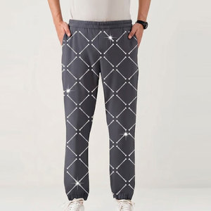 Fashion Forward Men <b>Trousers</b> With Rhinestone Stone Slim Fit Modern Casual Styling And Eye Catching Decorative Details - Product Image 1