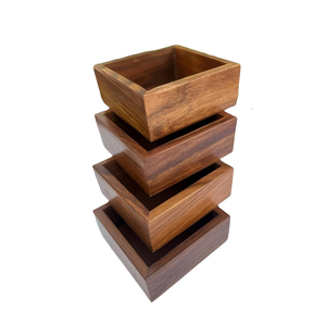 Bol carré en bois massif pour la restauration, le camping, les fêtes, les hôtels, les restaurants, bol à salade de fruits de forme carrée et en promotion - Product Image 1