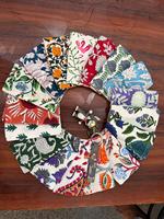 Assortiment de serviettes carrées imprimées à la main, motif floral bohème en coton, réutilisables, logo personnalisé, serviettes de dîner, style farmhouse