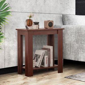 2-Tier Modern Compact Console <b>Table</b> with Storage Shelf End <b>Table</b> - Product Image 2