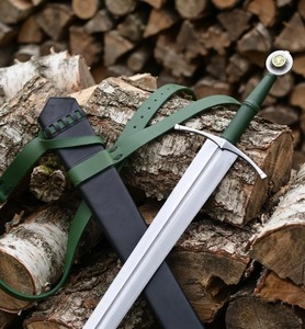 Medieval Sword With Scabbard Stainless Steel Blade <b>Leather</b> Handle Outdoor Sports Use - Product Image 3