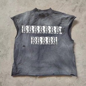 Débardeur Homme Personnalisé Effet Vieilli Délavé à l'Acide avec Strass, Coton Lourd 100%, Coupe Oversize, Sans Manches, Streetwear Respirant et Séchage Rapide - Product Image 1