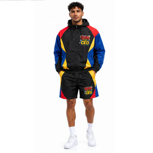 Conjunto de Chaqueta Cortavientos y Pantalones Cortos Impermeables de Poliéster para Hombre, Estilo Urbano Ligero, Fabricación Personalizada - Product Image 3