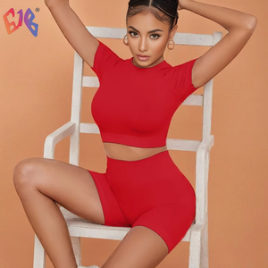 Conjunto de Yoga Benitez OEM ODM para Mujer, Tejido sin Costuras, Calado, Camiseta y Pantalones Cortos para Deportes al Aire Libre, Alta Elasticidad, Resistente a Impactos, Ropa Deportiva - Product Image 1