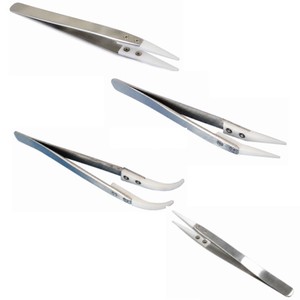 Pince à épiler multifonctionnelle à pointe en céramique, 5,12 pouces, en acier inoxydable, non magnétique, résistante à la chaleur, pour bijoux - Product Image 1