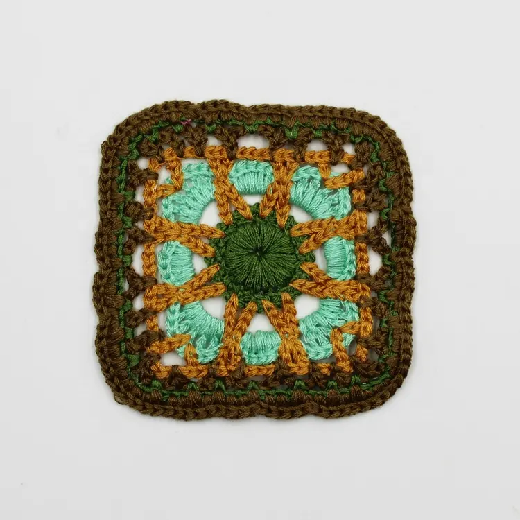 Custom colorful handmade square embroidery crochet patches applique for clothes coasters decoration DIY