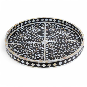 Handmade Art Deco Bone Inlay <b>Rectangle</b> Serving Tray Floral Design Luxury Home Decor <b>Coffee</b> <b>Table</b> by blossom craft india - Product Image 4