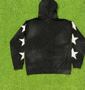 Sweat à capuche zippé unisexe noir en coton French Terry, coupe décontractée, personnalisé, délavé à l'acide, effet vieilli, broderie et strass - Product Image 2