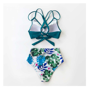 Bikini Elegante de Corte Alto Sandy Shore con Top Triangular, Cuello Halter y Diseño Minimalista Moderno para Playa y Resort - Product Image 3