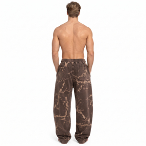 Pantalon de survêtement ample pour homme imprimé tie-dye, taille basse à cordon, style streetwear, en molleton, avec poches latérales surdimensionnées - Product Image 3