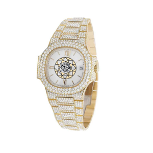Reloj de Diamantes Moissanite Totalmente Cubierto de Diamantes, Estilo Masculino, Color VVS1 D, Aprobado por el Probador de Diamantes - Product Image 1