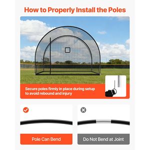 Gabbia da Battuta Portatile Autoportante 12.0 X 10.2 X 7.6 FT, in Poliestere a 4 Strati Senza Nodi, Attrezzatura per Allenamento Baseball - Product Image 5