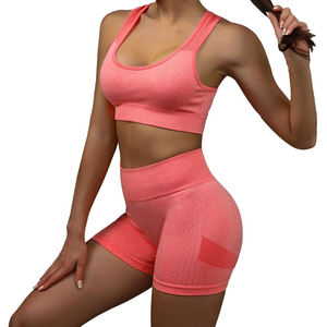 Conjunto de Yoga OEM, Tela Elástica, Cuello Cuadrado sin Mangas, Ropa Deportiva, Conjunto de 2 Piezas para Mujer - Product Image 3