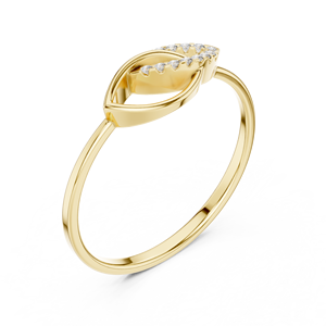 Anillo de oro macizo de 14k para mujer con diseño minimalista de hoja natural y diamante de corte redondo, ideal para regalo, compromiso, aniversario o boda. - Product Image 1
