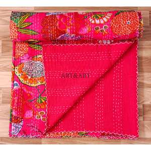 Juego de Edredón Kantha de Algodón Estampado Hecho a Mano, Edredón Kantha Tradicional de Lujo Personalizado, Transpirable y Cómodo para Todas las Estaciones - Product Image 5