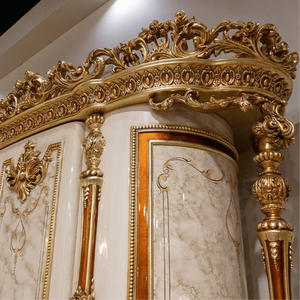 Armario de Madera de Caoba de Estilo Barroco Real de Lujo Personalizado, Ecológico, Duradero, con Acabado en Dorado Brillante, Tallado a Mano, para Dormitorio Premium - Product Image 4