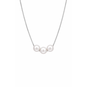 Collar con Colgante Geométrico de Plata de Ley 925 Revalia con Triple Perla de Imitación, Cadena Minimalista, Diseño Elegante para Mujer, Boda - Product Image 2