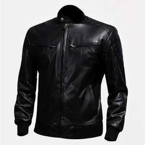 Veste en cuir d'hiver haut de gamme pour homme, vêtement d'extérieur décontracté, col montant, imperméable, écologique, respirant, antibactérien, élégant - Product Image 1