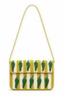 Sac à main de soirée de luxe fait main pour femme, en coton et nylon, avec broderie citron perlée verte, fermeture éclair et bandoulière, en promotion