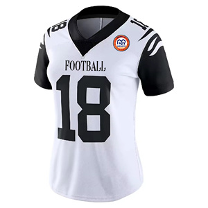 Camiseta de Fútbol Americano Unisex con Logotipo Personalizado, Blanca y Negra, Cuello en V, para Entrenamiento, 100% Poliéster, Protección UV, Malla, Diseño de Tigre - Product Image 3