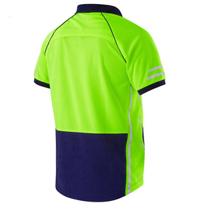 High Visibility Men's Safety Polo Shirt Reflective Workwear Short Sleeve Breathable Mesh Construction Industrial Uniform Pocket - Product Image 3