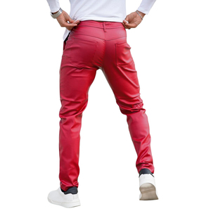 Men's Slim Fit Leather <b>Trousers</b> PU Leather Casual Pants Fashion Streetwear Bottoms Durable Construction Comfortable Waist - Product Image 2