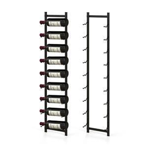 Moderno y Clásico Estante de Pared para Botellas de Vino de Hierro Negro y Madera, Ecológico, de 2 Niveles, con Capacidad para 3 Litros - Product Image 1