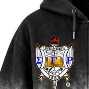 Sweat à capuche oversize pour femme Sigma Gamma Rho, tie-dye, noir et blanc, avec lettres grecques personnalisées imprimées, pull décontracté en molleton, streetwear - Product Image 5