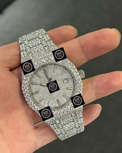 Montre-bracelet mécanique de luxe personnalisée en acier inoxydable avec moissanite, entièrement sertie, GPS, résistance à l'eau 10 bars, fermoir pliant - Product Image 1