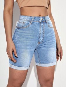 100% High Quality Women's Mid <b>Waist</b> Straight-Knee Skinny Breathable Washed Denim Casual Formal Summer Jean Shorts for sale - Product Image 2