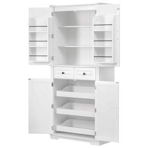 K&K Credenza da Cucina Alta 180 cm con 3 Ante a Texture Goffrata, 6 Ripiani e 2 Cassetti, Stile Rustico per Cucina/Sala da Pranzo - Product Image 2