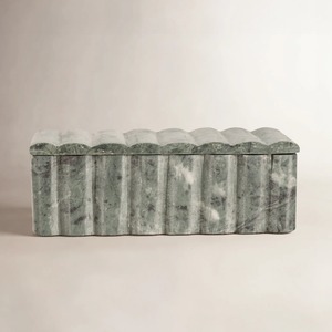 Boîte à bijoux en bois rectangulaire, design bohème sculpté avec couvercle, conteneur de rangement à 1 niveau - Product Image 2