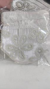 Sac à main Potli en velours blanc de haute qualité avec perles, pochette brodée pour femme, doublure 100 % coton pur, sac à main de qualité supérieure - Product Image 3