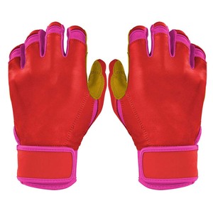 Gants d'entraînement en microfibre rouge avec paume rembourrée, fermeture auto-agrippante, unisexe, adulte, ambidextres - Product Image 1