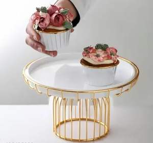 Soporte de Exhibición para Pasteles de Alta Calidad, Bandeja Circular de Metal Natural, Soporte para Pastel de Bodas para Decoración de Panadería y Cocina - Product Image 6