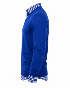 Pull en maille décontracté à col en V superposé pour homme avec col chemise, fabricant OEM ODM, 100 % coton, anti-boulochage - Product Image 4
