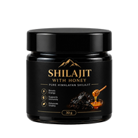 Shilajit de l'Himalaya Ayurvédique avec Miel 30g – Complément en Résine d'Extrait de Shilajit en Pot pour le Bien-être Quotidien et le Soutien de l'Énergie et de l'Endurance