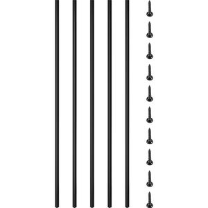Paquete de 16 balaustres de hierro de 44 x 0.5 pulgadas para barandales de terraza, tornillos para escalones de madera compuesta, y balaustres metálicos para terrazas. - Product Image 1