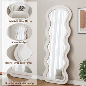 Specchio a Figura Intera Ondulato in Flanella Bianca per Camera da Letto o Soggiorno, da Appendere o Montare a Parete - Product Image 3